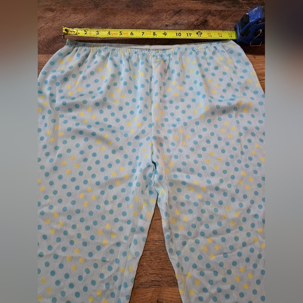 Vintage 90's Betsy Johnson Intimates Blue & Yellow Polka Dot 2-Piece Set Size L - Picture 3 of 9